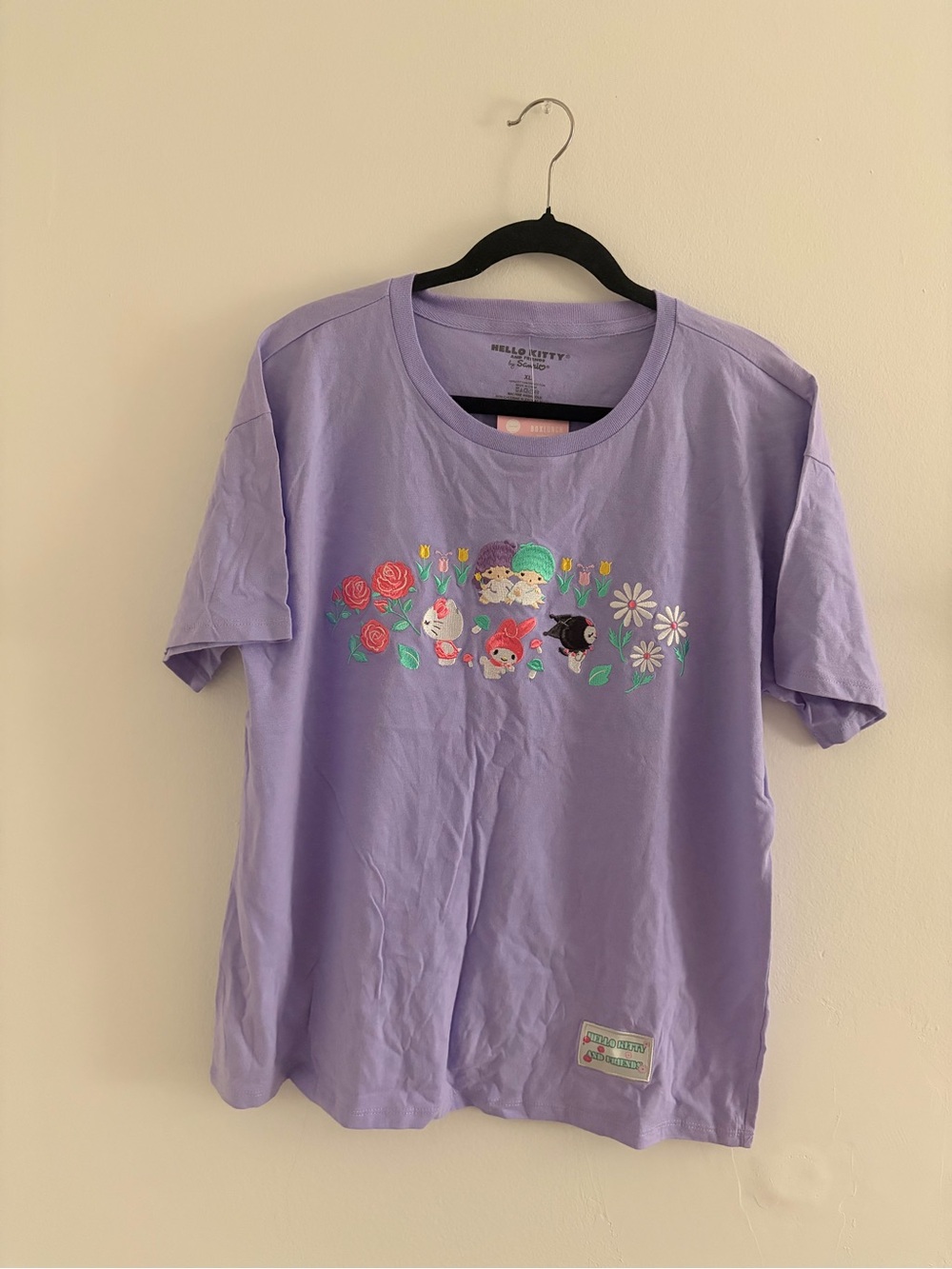 Hello Kitty Lavender Tee with Colorful Floral Character Print